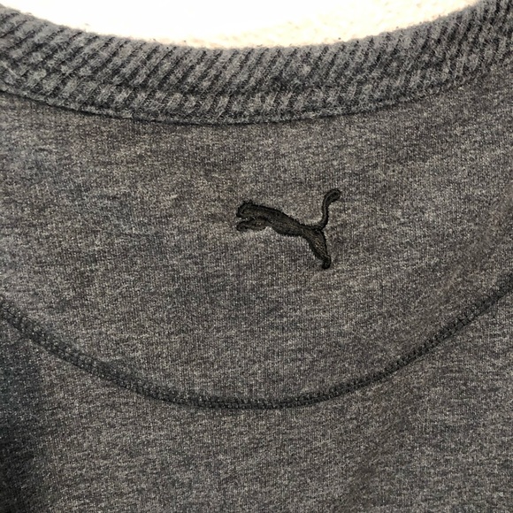 Puma Charcoal Grey Black Lettering Cropped Sweatshirt Sz Large - Picture 5 of 7